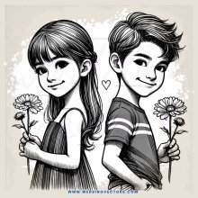 love flowers by kids drawing picture
