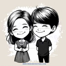 two kids smiling together in black and white