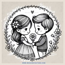 couple holding flowers in circle