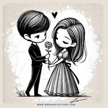 a man and woman holding flowers