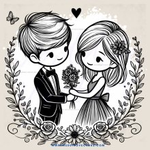 a couple holding hands and flowers