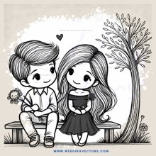 lovers on a bench in nature