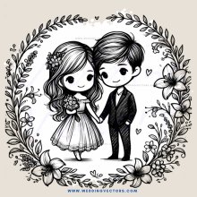 an illustrated couple holding hands
