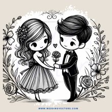 a couple exchanging flowers