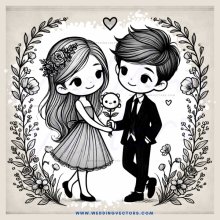 a boy and girl on their wedding day
