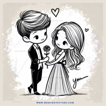 a boy and girl holding flowers