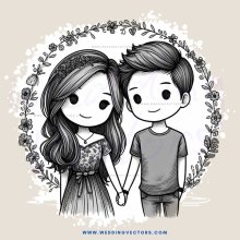 a boy and girl are holding hands