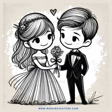 bride and groom in black and white wedding picture