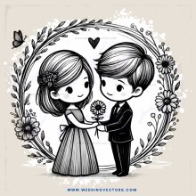 engagement picture with flowers and butterflies