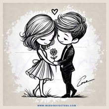 a couple's special moment captured in an illustration