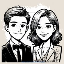 couple smiling with bow tie