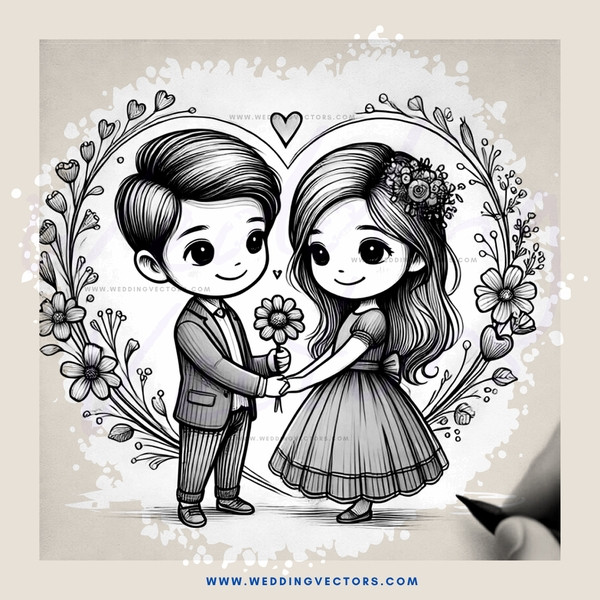 two people holding flowers and standing close to each other in love