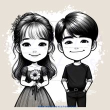smiling boy and girl with flowers on their heads