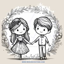 a couple in an embrace inside a wreath