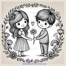 two children embracing with flowers