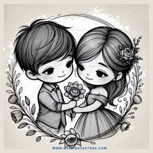 a young couple in a flower garden