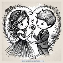 a couple holding a flower