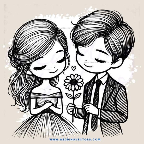 boy and girl holding a flower