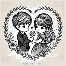 a boy and girl holding flowers together