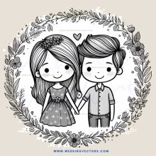 two people holding hands inside a wreath