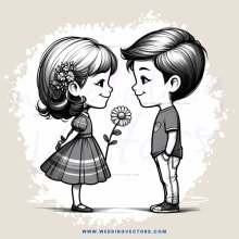 two kids holding flowers