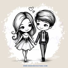 two people in black and white sketch