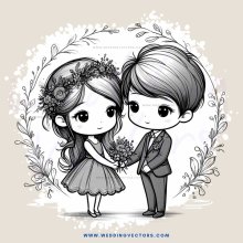 a young couple holding flowers
