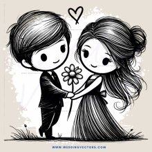 a couple holding a flower and showing affection