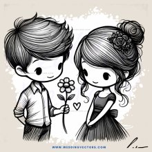 a boy and girl with flowers