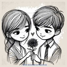 boy and girl holding flower