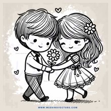a couple holding hands and flowers