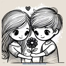 two girls holding a flower