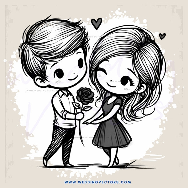 a boy and girl holding hands over a rose