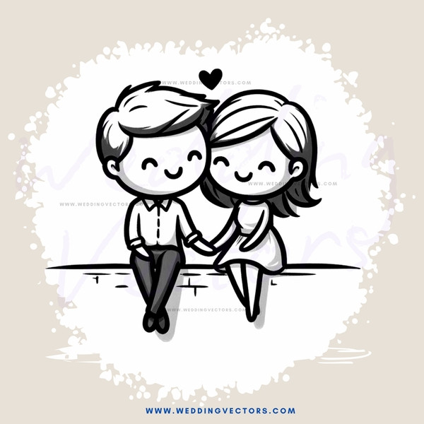 boy and girl smiling together with love symbol over their heads