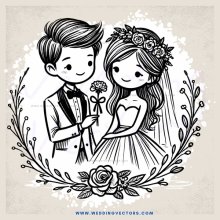 bride & groom with flowers & roses on an outdoor wedding wall decoration