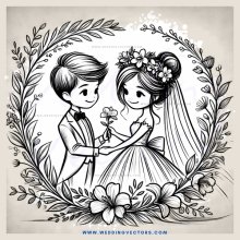 a couple's wedding illustration