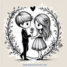 a couple in an ivy circle holding flowers