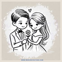 a couple with flowers in their hands