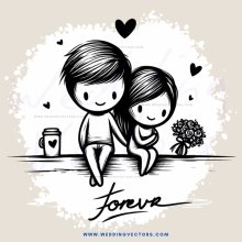 couple sitting on table with flowers and coffee mug