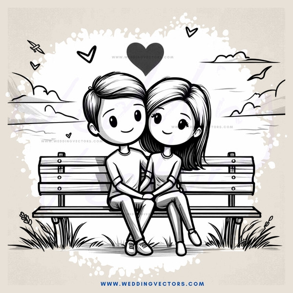 two people on a bench with birds in the sky