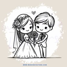 wedding cartoon pairing two people together