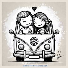 a couple on a volkswagen van