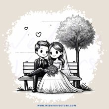 a happy couple sitting on a bench