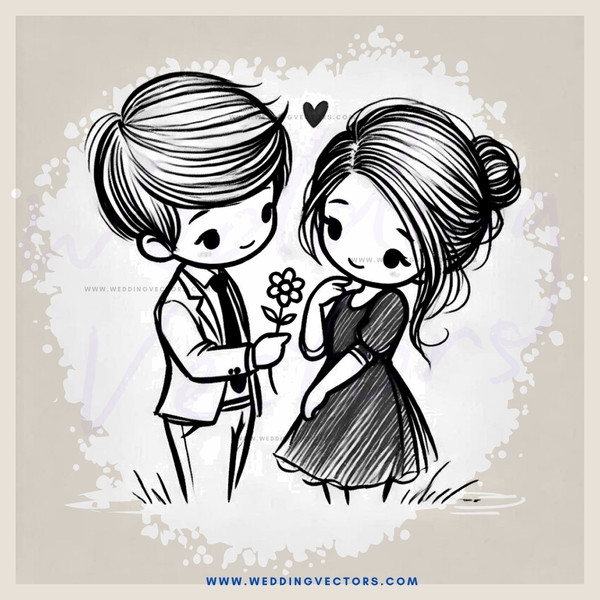 a boy and girl holding flowers
