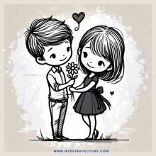 two children holding flowers and an i heart shape