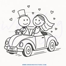 just married caricature drawing