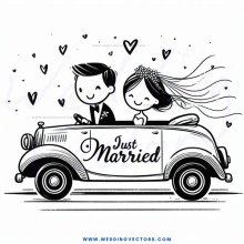 a just married cartoon
