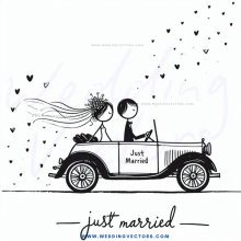 a couple's wedding car ride on paper.