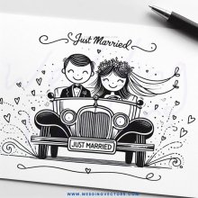 just married caricature