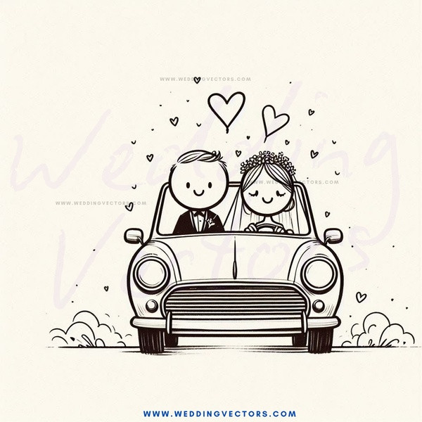 a happy couple in a car.